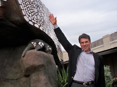 Texas Governor Rick Perry with the Giant Armadillo